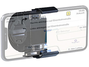 PEARL Ultrakompakte Smartphone-Halterung für Fahrräder, bis 17cm (6,7"), Alu