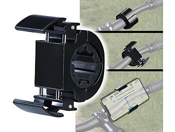Handyhalterung fürs Fahrrad: PEARL Ultrakompakte Smartphone-Halterung für Fahrräder, bis 17cm (6,7"), Alu
