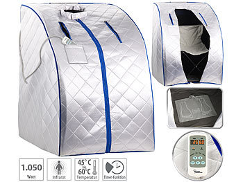 portable Infrarotsauna: newgen medicals Portable Infrarot-Sauna mit Fußheizung, 4 Carbon-Heizern, Sitz, 1050 W