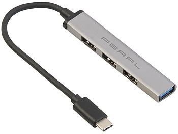 PEARL 2er Set USB-C-Hub mit 4 Ports, 1x USB 3.0, 3x USB 2.0, bis 5 Gbit/s