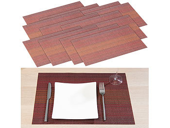 Platzdeckchen: Rosenstein & Söhne 12er-Set abwaschbare PVC-Polyester-Tischsets, 45 x 30 cm