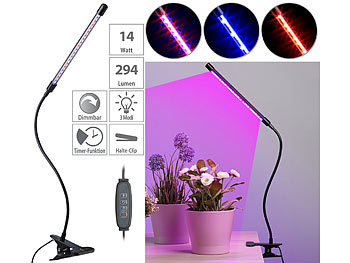 Wachstumslampe: Lunartec LED-Pflanzenlampe, rot & blau, 360°-Schwanenhals und USB Anschluss
