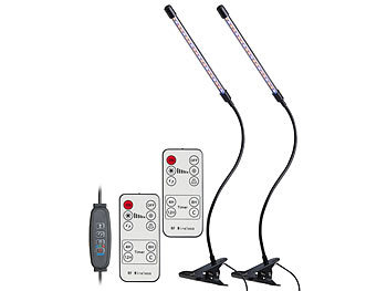 Lunartec 2er-Set LED-Pflanzenlampen, rot & blau, 360°-Schwanenhals, USB