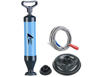 Pressluft-Rohrreiniger: AGT Rohrreinigungs-Set: 2in1-Saugglocke und Abflussreiniger + 5-m-Spirale