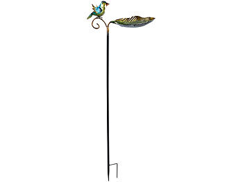 Gartenstecker: Royal Gardineer Dekorative Vogeltränke aus Gusseisen, 3-teiliger Erdspieß, bis 112 cm