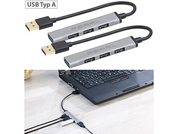 USB Mehrfach: PEARL 2er Set USB-Hub mit 4 Ports, 1x USB 3.0, 3x USB 2.0, bis 5 Gbit/s
