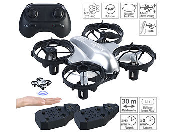 Mini Drohne: Simulus Mini-Quadrocopter, Fernbedienung, Sensoren, inkl. 2 zusätzlichen Akkus