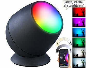 Luminea Home Control 2er-Set WLAN-Stimmungsleuchten, RGB-CCT-LEDs, 210lm, 2,2W, USB,schwarz