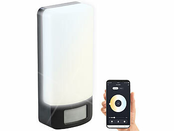 Luminea Home Control 4er-Set CCT-LED-Außen-Wandleuchten, PIR-Sensor, 10 W, 850lm, IP44, App