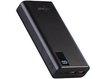 revolt USB-Powerbank, 20.000 mAh, USB-C PD, Display, Metall, QC3.0, 3 A, 20 W