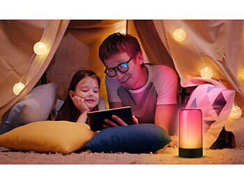 Luminea Home Control 2er-Set smarte Stimmungsleuchten, RGB-IC-LEDs, 15 Modi, WLAN, schwarz