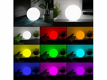 Luminea Home Control WLAN-Akku-Leuchtkugel mit RGBW-LEDs und App, 576 lm, IP54, Ø 40 cm