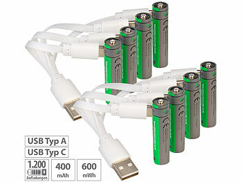 AAA Akkus: tka 8er-Set wiederaufladbare Batterien Typ AAA,600mWh,schnellladen per USB