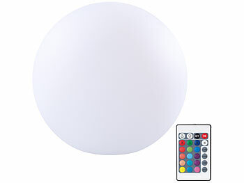 Lunartec Kabellose Akku-Leuchtkugel für innen und außen, Ø30 cm, IP54, RGBW-LED