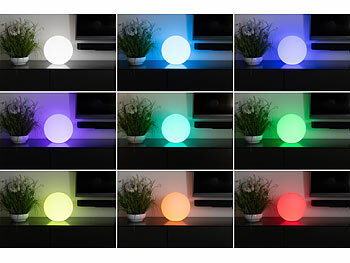 Lunartec 2er-Set Akku-Leuchtkugeln für innen & außen, Ø 30 cm, IP54, RGBW-LED