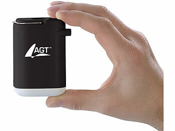AGT Mini-4in1-Akku-Luftpumpe, 4 Aufsätze, Powerbank-Funktion, 180l/Min