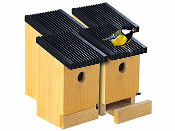 Vogelhaus Holz: Royal Gardineer 4er-Set Tannenholz-Nistkästen für Wildvögel, 22x14x12 cm, vormontiert