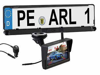 Lescars Funk-HD-Rückfahrkamera in Nummernschildhalter, Versandrückläufer