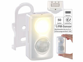 LED Bewegungsmelder: PEARL LED-Nachtlicht mit Bewegungs- und Dämmerungs-Sensor, Batteriebetrieb