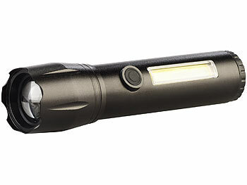 PEARL 2in1-Akku-LED-Taschenlampe mit COB-LED-Arbeitsleuchte, 230 lm, 3 W