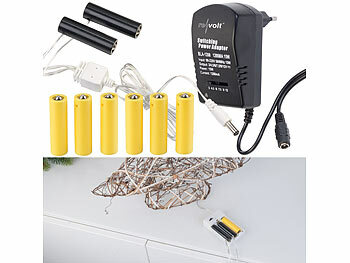revolt 2er-Set Batterie-Netzteil-Adapter, ersetzt je 8 AA- und AAA-Batterien