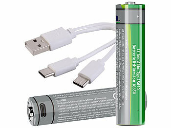 18650 Akku USB: tka 4er-Set Li-Ion-Akkus Typ 18650 mit USB-C, 2.000 mAh, 7.400 mWh, 3,7 V