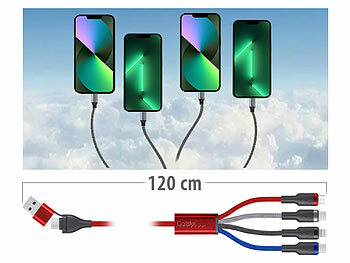 Callstel 8in1-Lade-/Datenkabel USB-C/A zu USB-C/Micro-USB/Lightning 60W, farbig