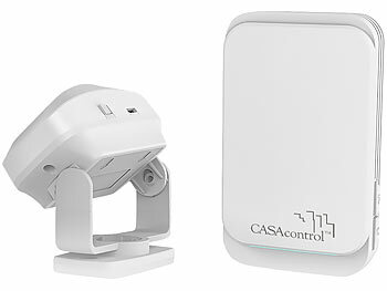 CASAcontrol Funk-Durchgangsmelder, PIR-Sensor, Steckdosen-Klingel, weiß