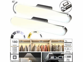 Wandleseleuchte: Lunartec 2er-Set Akku-LED-Leselampen für Wand & Unterschrank, einstellbar, 24cm