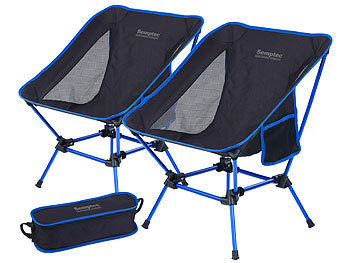 Semptec 2-er-Set Klappbarer Campingstuhl, 2 Sitzhöhen,extra-leicht, bis 120 kg
