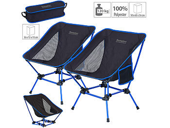 klappbare Campingsessel: Semptec 2-er-Set Klappbarer Campingstuhl, 2 Sitzhöhen,extra-leicht, bis 120 kg
