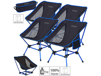 Stuhl: Semptec 4er-Set klappbarer Campingstuhl, 2 Sitzhöhen, extra-leicht, bis 120 kg