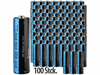 PEARL 100er-Set Super-Alkaline-Batterien Typ AA / Mignon, 1,5 V