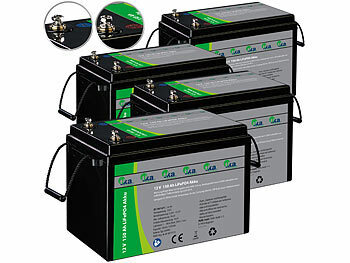 LiFePO4 Batterie mit BMS: tka 4er-Set LiFePO4-Akkus 12 V, 150 Ah, 1920Wh, BMS, für Solaranlagen uvm.