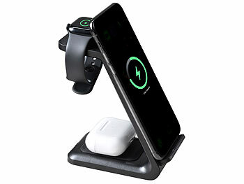 Callstel 3in1-Ladestation 20 Watt für iPhone, Apple Watch und AirPods, schwarz