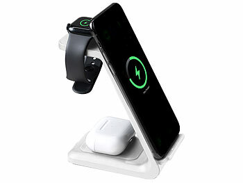 Callstel 3in1-Ladestation 20 Watt für iPhone, Apple Watch & AirPods, weiß