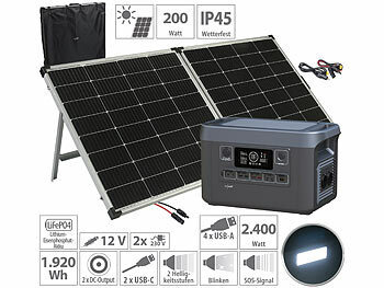 tragbare Solaranlage: revolt Powerstation & Solar-Generator mit 240-W-Solarpanel, 1.920 Wh, 2.400 W