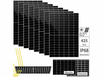 bifaziale Module: DAH Solar 8er-Set monokristalline, bifaziale Glas-Glas-Solarmodule, 425 W, IP68