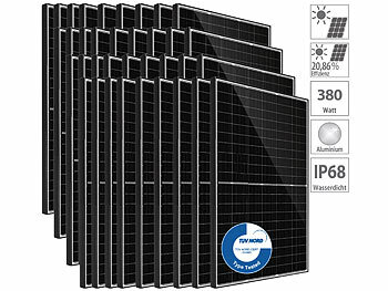 Solaranlage Panel: DAH Solar 36er-Set monokristalline Solarmodule, je 380 W, IP68, MC4-kompatibel