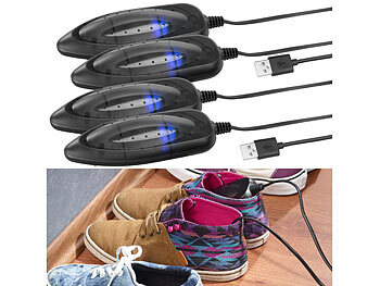 Schuh Heizungen: infactory 2er-Set portable USB-Schuhtrockner mit UV-Licht und 2 Trocken-Modulen