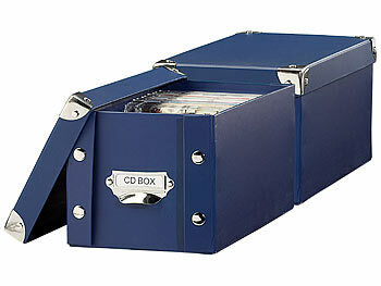 CD Box Aufbewahrung: PEARL 2er-Set CD-Archiv-Box für je 24 Standard- oder 48 Slim-CD-Hüllen, blau