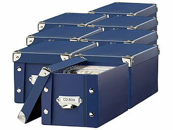 CD Box Aufbewahrung: PEARL 8er-Set CD-Archiv-Box für je 24 Standard- oder 48 Slim-CD-Hüllen, blau