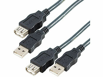 USB-Kabel verlängern: PConKey 2er-Set USB 2.0 High-Speed Verlängerungskabel 1,8 m schwarz
