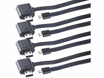 Stecker für USB-Kabel: Callstel 4er-Set Micro-USB-Lade- & Daten-Flachkabel, OTG