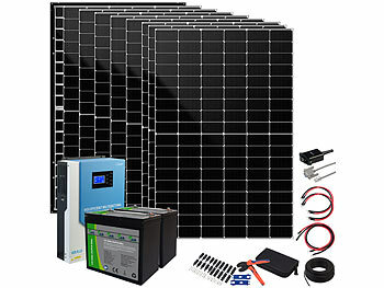 Solaranlage Wohnmobil flexibel: DAH Solar WLAN-Solar-Hybrid-Inverter mit 8x 425-W-Solarmodulen & 2x LiFePO4-Akku