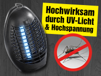 Exbuster Hochwirksamer UV-Insektenvernichter IV-220 mit UV-A-Stabröhre, 4 Watt Exbuster UV-Insektenvernichter