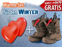 PEARL Winter-Wärme-Set: Elektrische Schuhtrockner + 2 Handwärmer in Herzform PEARL
