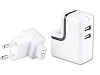 revolt 2-faches USB-Netzteil (10 W, 1 A) für iPod, iPhone, Smartphones revolt Mehrfach-USB-Netzteile für Steckdose