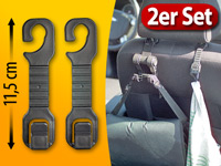 Lescars Kfz-Kleider- und Taschenhaken für die Kopfstützen, 2er-Set Lescars Autokleiderhaken