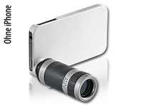 Somikon 6x Teleobjektiv-Aufsatz mit Schutzhülle iPhone 4/4s, weiß Somikon Vorsatz-Kamera-Linsen für iPhone 4/4S